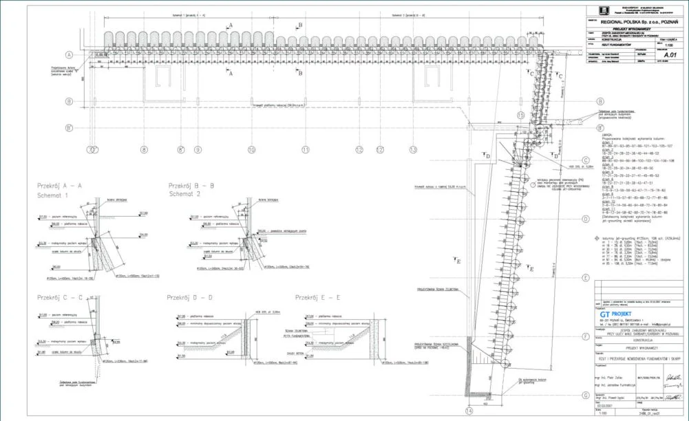 Posadowienie budynku Nowe Garbary (część A) na palach barrette wraz z zabezpieczeniem sąsiedniej zabudowy z zastosowaniem kolumn jet-grouting, zdjęcie 1 z 7